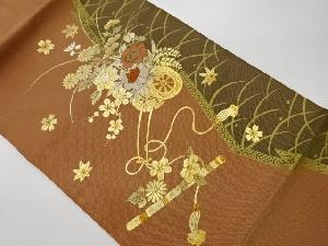 リサイクル　箔置き花車模様刺繍名古屋帯